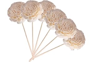 TIDTALEO 6pcs Rattan Aroma Diffuser Sticks with Fake Flowers Essential Oil Refill Rods for Home and Office