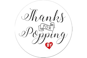 NONE BRAND KONKAVA 50 Thanks for Popping by Stickers, Baby Shower Favor Stickers, 2 Inch Round Labels, White, Matte Finish, Pack of 50