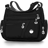 WITERY Nylon Crossboby Bags for Women - Waterproof Zipper Multi-Pocket Crossboby Purse Lightweight Shoulder Bag