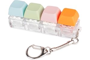 Byhoo Keyboard Fidget Toys, Quiet Fidget Toys for Relieve Stress, Fidget Keychain of 4 Colors Keyboard Clicker, Silent Fidget Toys for Library, Study Room and More Quietness Place