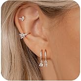 KICKGY Gold Hoop Earrings for Women Trendy, Dainty Gold Stud Earrings 14K Gold Plated CZ Huggie Hoop Earrings Set Small Dangle Earrings Cute Cartilage Earring Sets for Multiple Piercing Jewelry Gifts