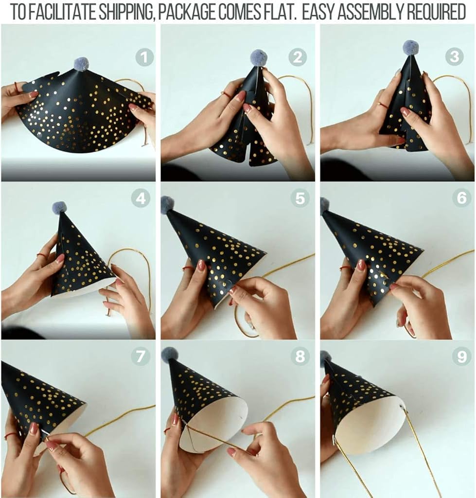 Colorful Party Hats - Fun Celebration Kit of 10 Cone Party Hats for Kids Birthday Party and DIY Crafts - Party Supplies for Group Activities, Games and Decorations: Clothing