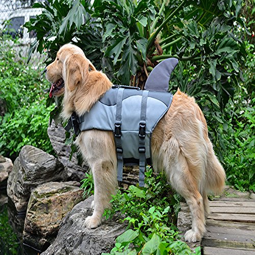 URIJK Dog Life Jacket Mermaid & Shark Style Floatation Vest Pet Adjustable Saver Safety Swimsuit Preserver for Small Medium Large Breeds Dogs - Thumbnail 4