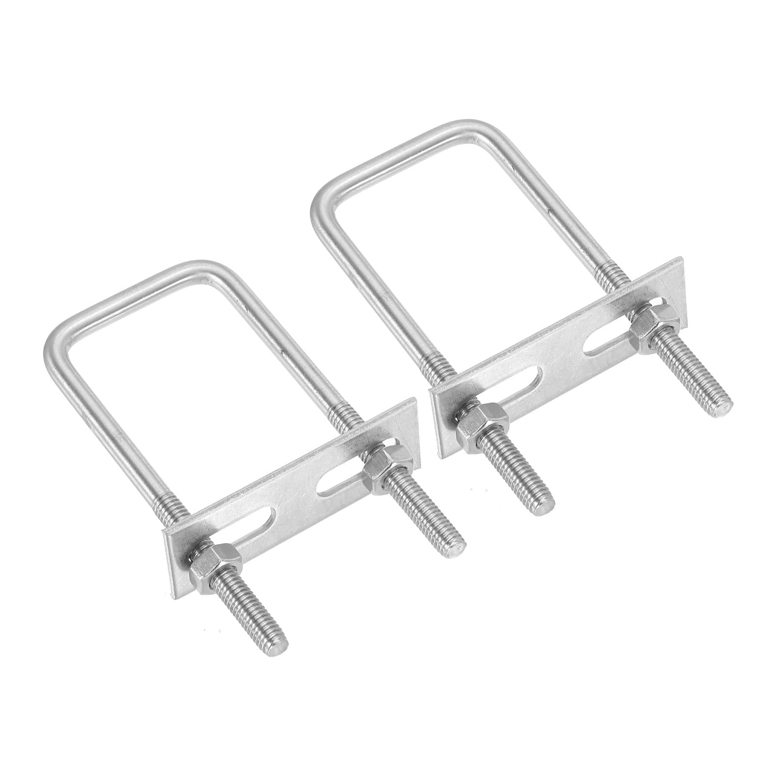 PATIKIL M6x35x90mm Square U-Bolts Kit, 2Set 304 Stainless Steel Square U Shaped Bolts Replacement Parts with Frame Plates and Nuts for Ski Board Sailboat Trailer
