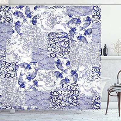 Amazon Com Ambesonne Japanese Shower Curtain Japanese Patchwork