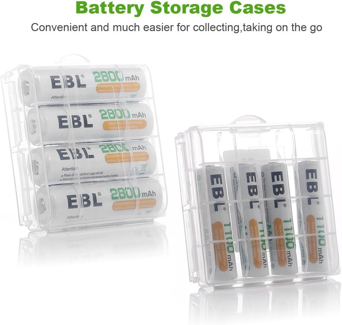 EBL Charger with Batteries - 8Bay Battery Charger and AA Batteries 2,800mAh (4Pcs) & AAA Rechargeable Batteries (4Pcs) - Durable & Long lasting Batteries