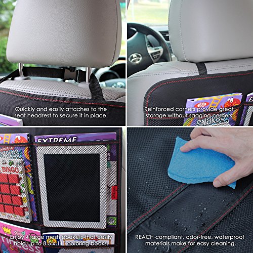image for Lusso Gear Kick Mat Car Seat Back Protectors with Odor Free, Premium W