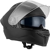 Favoto Full Face Helmet with Dual Visors, DOT Approved Motorcycle Helmet , Lightweight Street Dirt Bike ATV Off Road Motocross Helmet for Adults