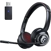 Surpixo Wireless Headset with Mic for Work, Dual-Mode Headphones 50H Talk | ENC Noise-canceling Microphone, Bluetooth&amp; 2.4GHz Dongle, Clear Calls &amp; Mic Mute, for Laptop, PC, Phone, Office, Call Center