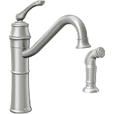 Moen Wetherly Spot Resist Stainless One Handle High-Arc Kitchen Faucet with Side Spray for 2-or 4-Hole Countertops, 87999SRS