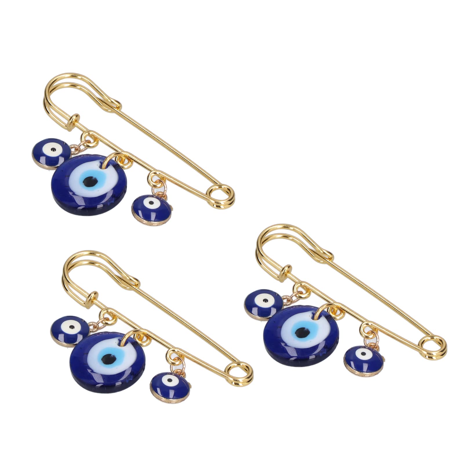 3Pcs Brooch Pins Evil Eye, Turkey Evil Eye Safety Pins for Clothes Bag Scarf Decoration