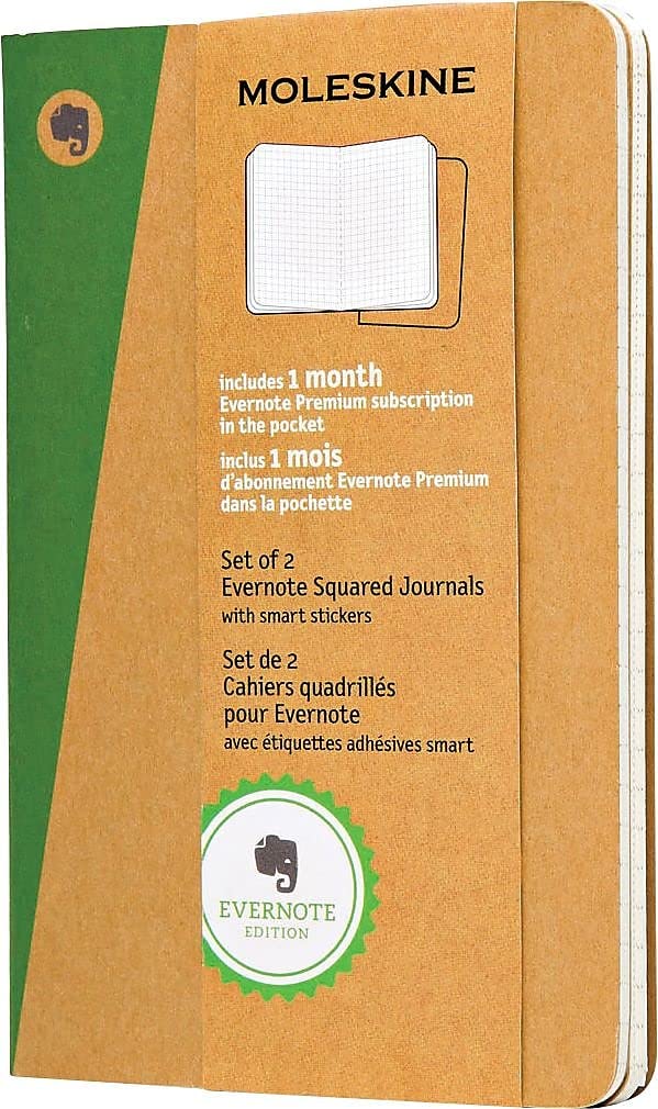 Pocket Squared Kraft Hard Evernote Journal with Smart Stickers 2 Set