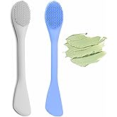 2 in 1 Facial Cleansing Brush&Silicone Face Mask Applicator, 2PCS Face Mask Brush Face Scrubber for Exfoliating, Massaging, Remove Blackheads, Applicator for Mud, Body Lotion, DIY Mask, Blue & Grey