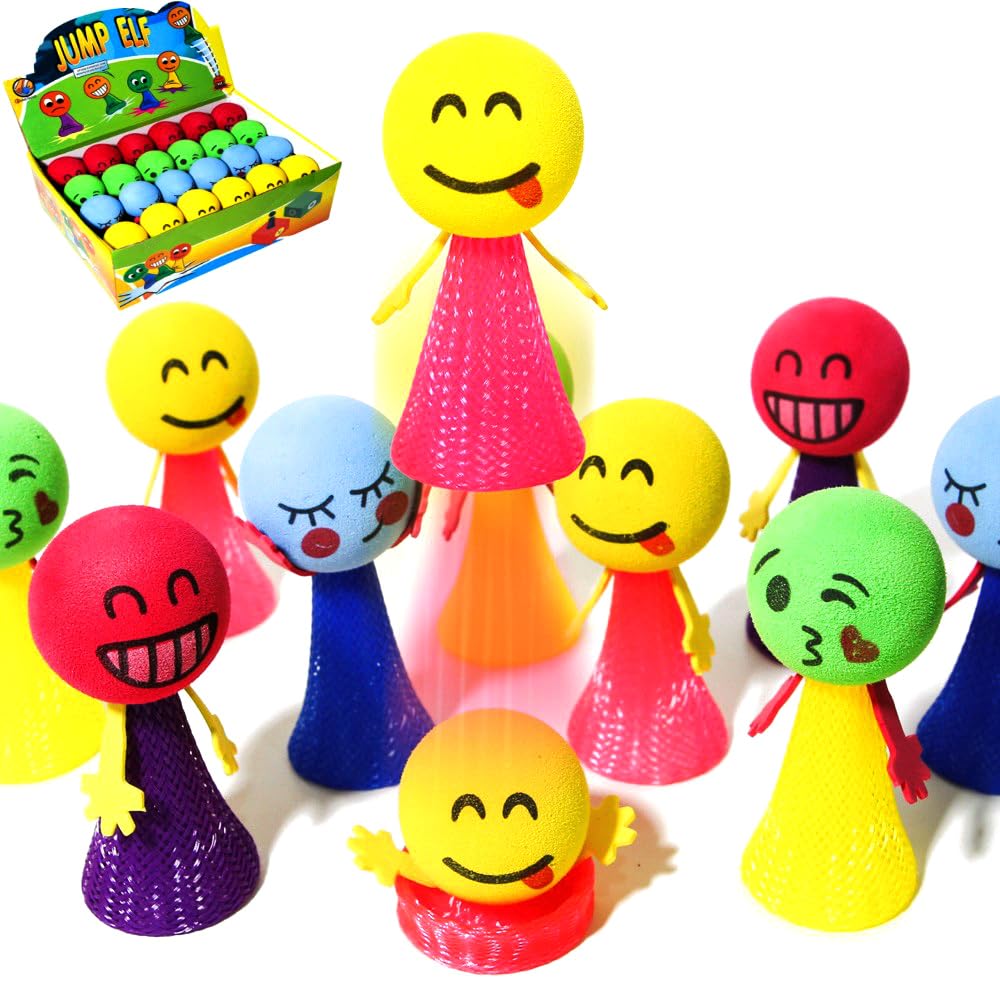 PROLOSO Jumping Popper Colorful Spring Launchers Bouncy Toy Balls 24 Pcs