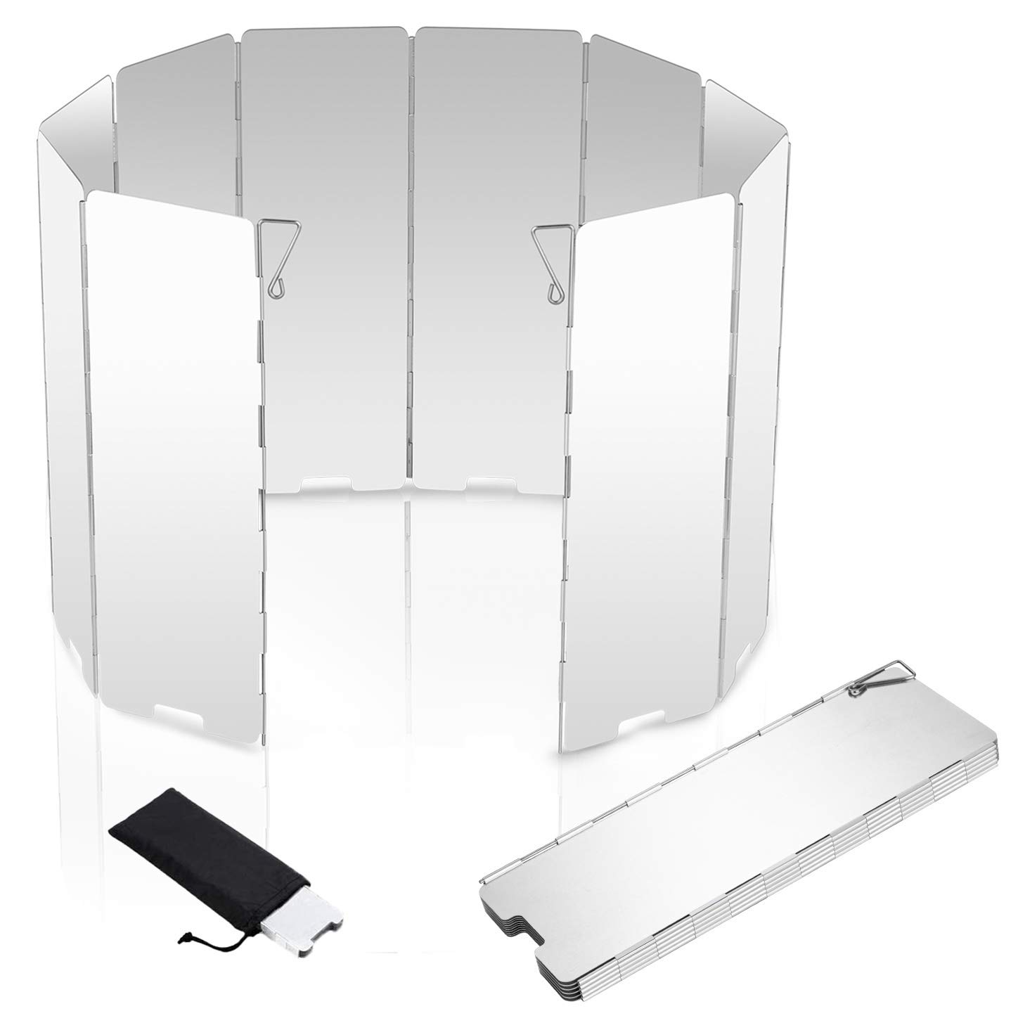 HIKENTURE Camp Stove Windshield Aluminium Windscreen Alloy Wind Screen, Lightweight Compact Folding for BBQ Picnic Camping Equipment Cooker Stove Backpacking Stoves (10 Plates)