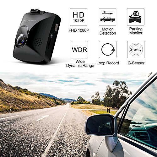 ARTSEA Dash Cam 170° Wide Angle View 1920x1080P 2.0'' Screen Mini Car Camera with Parking Monitor Loop Record Impact Sensor - Thumbnail 2