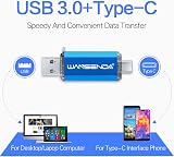 WANSENDA 256GB USB 3.0 Type C Flash Drive OTG Pen Drive for Android PC Mac Blue view 3