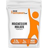 BulkSupplements.com Magnesium Malate Powder - Magnesium Supplements, High Bioavailabilty - Unflavored &amp; Gluten Free, 2.5g per Serving, 1kg (2.2 lbs) (Pack of 1)