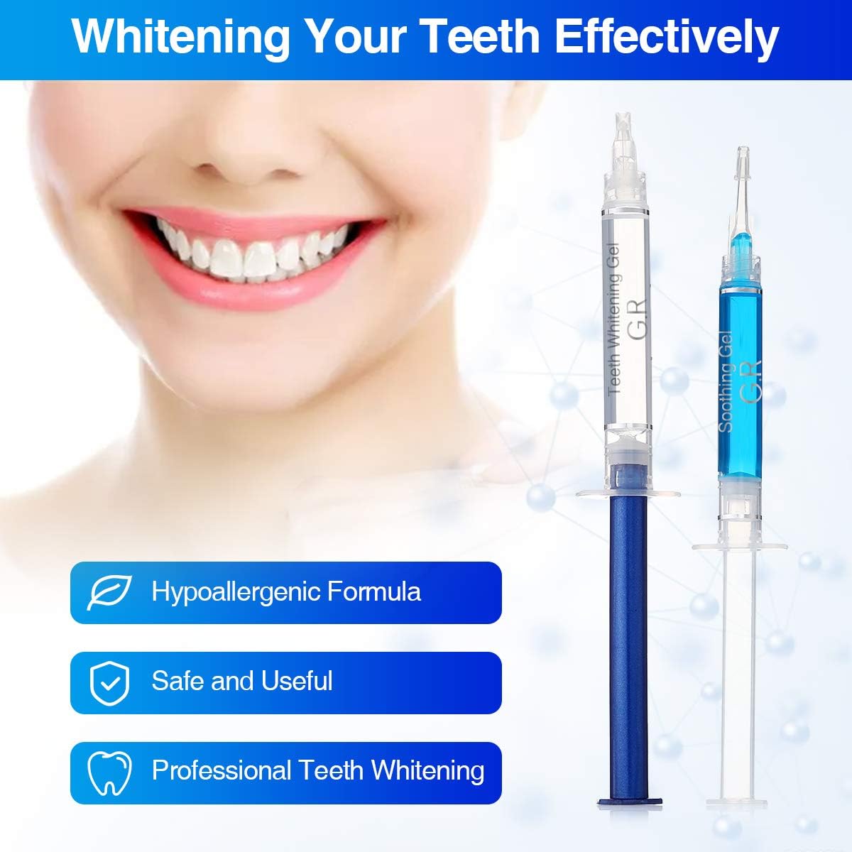 Teeth Whitening Kit with LED Light, GLAMADOR Professional Dental Teeth Whitener with 12pcs Whitening Gel, 3 Soothing Gel, Sensitive Direct Tooth Whitener Safety Use for Home and Travel: Health & Personal Care