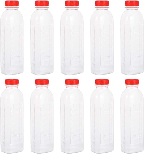 Amazon Ounona キャップ付きペットボトル10本スケールペット用使い捨てボトルミルクジューススムージードリンクジュースボトル透明飲料 収納ボトル500ml 水筒 マグボトル オンライン通販