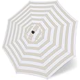 Bayside21 9 feet 8 Ribs Outdoor Patio Umbrella Replacement Canopy for 9ft 8 Ribs Sun Protection UPF 50+ Replacement Umbrella, Beige White Stripe Design, Fade Resistant