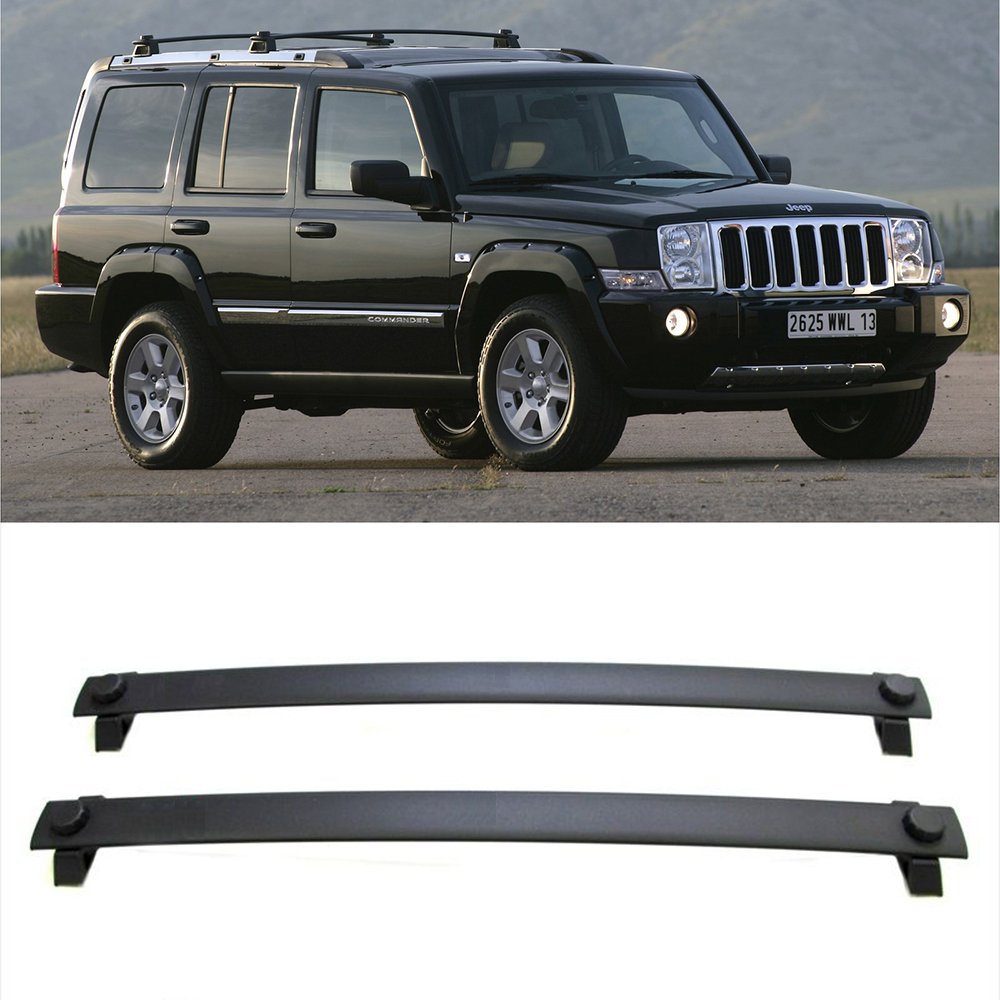Audrfi Black Aluminum Roof Rack Cross Bars for 0610 Jeep