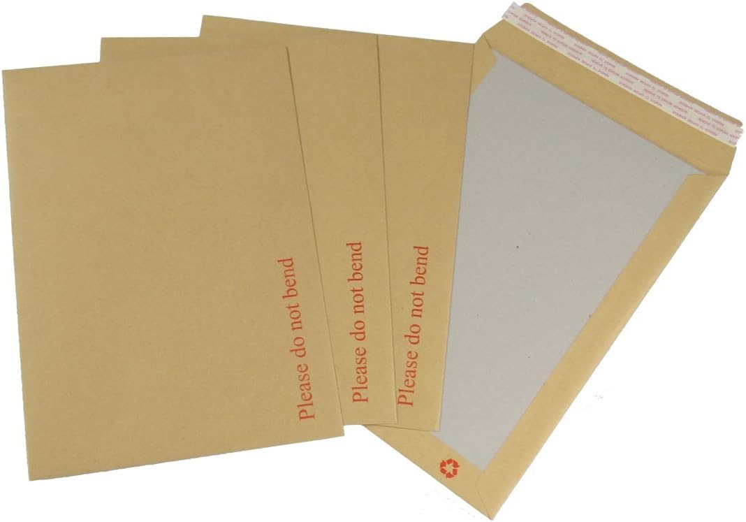 Triplast 100 x A4 C4 Manilla Hard Board Back Envelopes (324x229mm), Cardboard Backed Mailers with Peel & Seal Strip