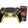 MODDEDZONE Black/GOld Custom Rapid Fire, Anti Recoil, Macros MODDED Wireless Controller for PS5 & PC - Unique Designs, Smart Mods for ps5 controller controlled by the APP. Best for FPS Games