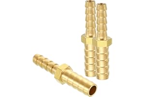HARFINGTON 2pcs 5/16" to 1/4" Brass Hose Barb Fitting Metals Splicer Mender for 3D Printing, Air Compressor, CNC Machine, Die
