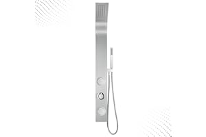 Blue Ocean 44" Stainless Steel SPS88213 Retrofit Shower Panel Column System with Rainfall Shower Head, Body Massage Jets, and Handheld Shower