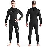 Owntop Wetsuit 5mm Neoprene Diving Suit - Mens Womens Thicken Full Wet Suit, Front Zip Long Sleeve UPF50+ Keep Warm Swimwear for Scuba Surfing Swimming Diving Snorkeling Water Sports