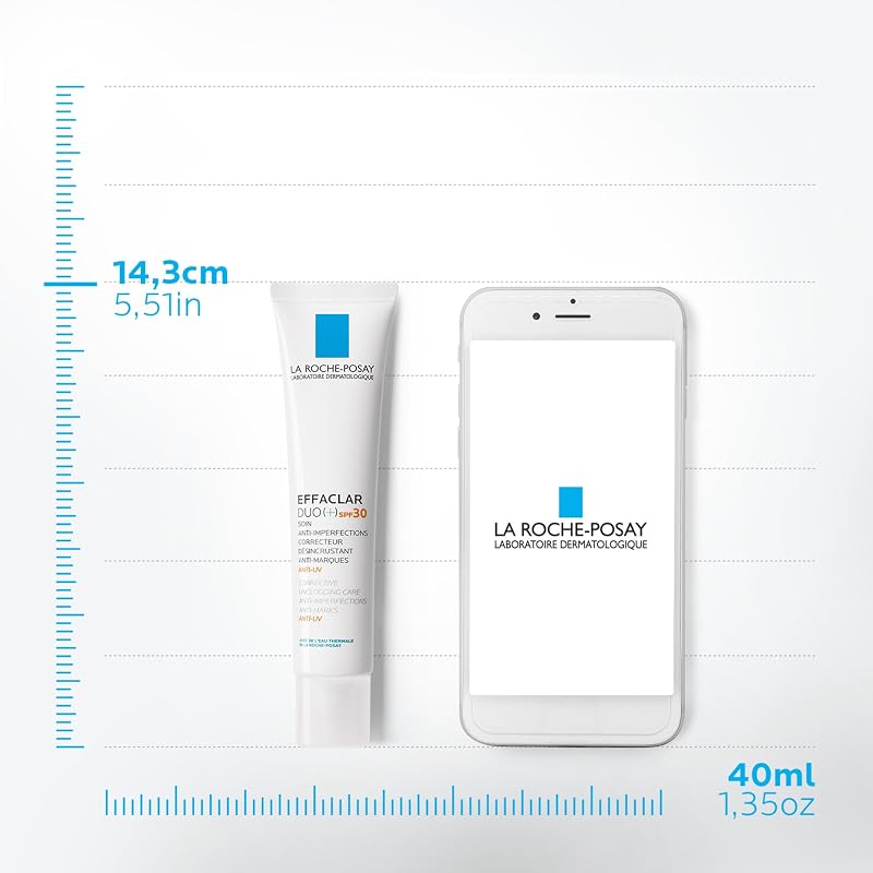 La Roche Posay Tratamento Anti-Imperfeições e Marcas com SPF30, Adequado para Peles Oleosas, Mistas ou Propensas a Acne, Fórmula com Aqua Posae Filiformis, Effaclar Duo (+), 40 ml