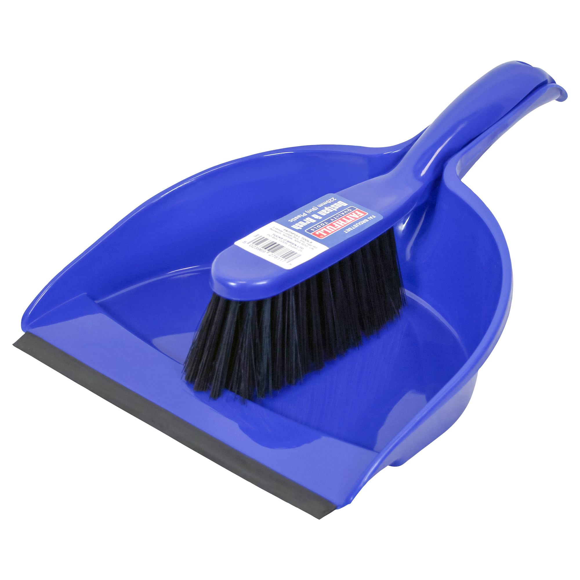 Faithfull FAIBRDUSTSET Plastic Dustpan and Brush Set, Compact Storage, Soft Bristle Brush for Cleaning & Sweeping – 220mm Wide