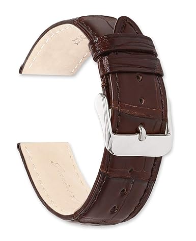 Genuine Alligator Watch Band (Silver & Gold Buckle) - Brown 20mm