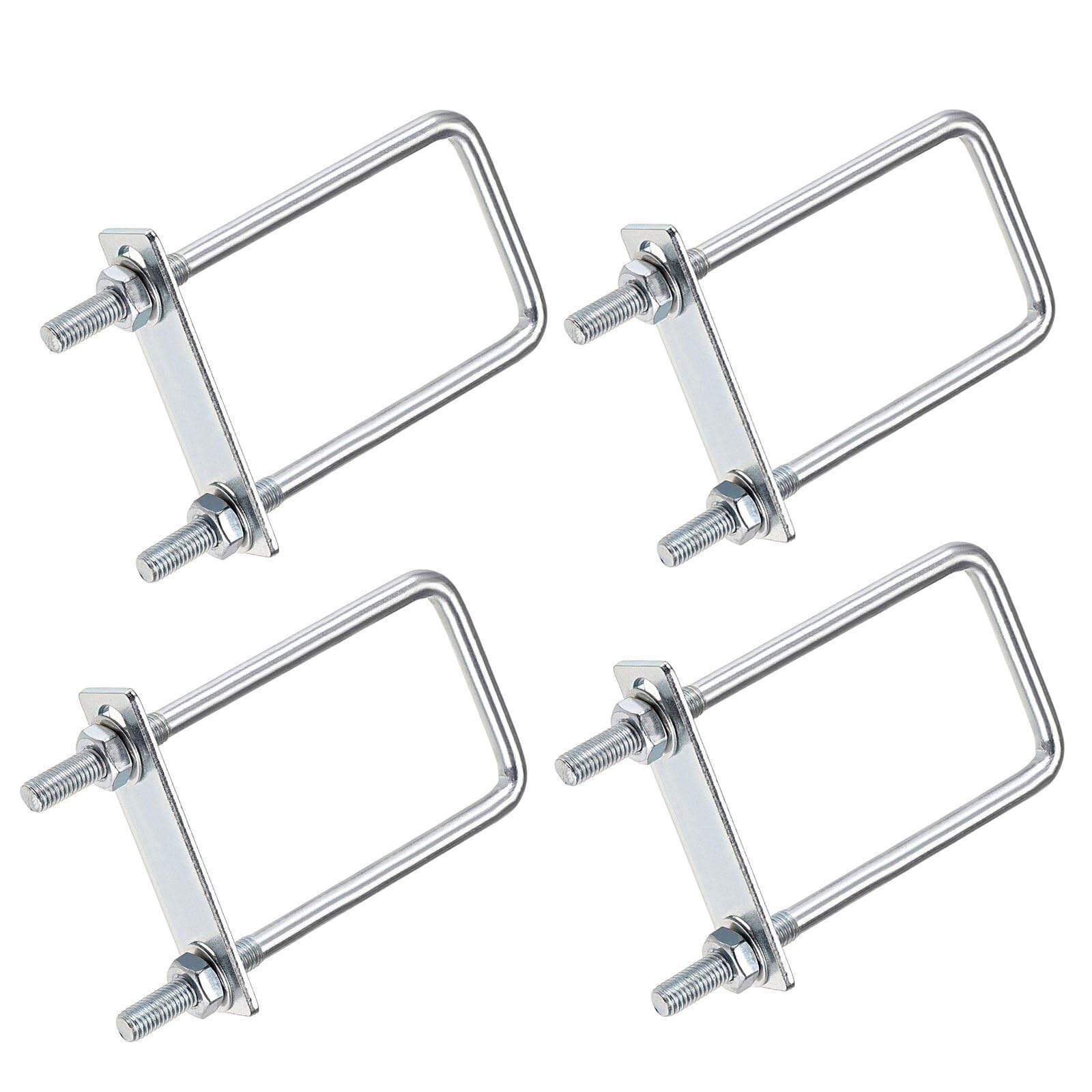 TOP-VIGOR 4 sets M8 Square U-Bolts, 50mm Inner Width 150mm Length Steel U-Bolts with Nut, Plate, Washer for Building Installations Mechanical Parts Connection Cehicles Ships — image 1