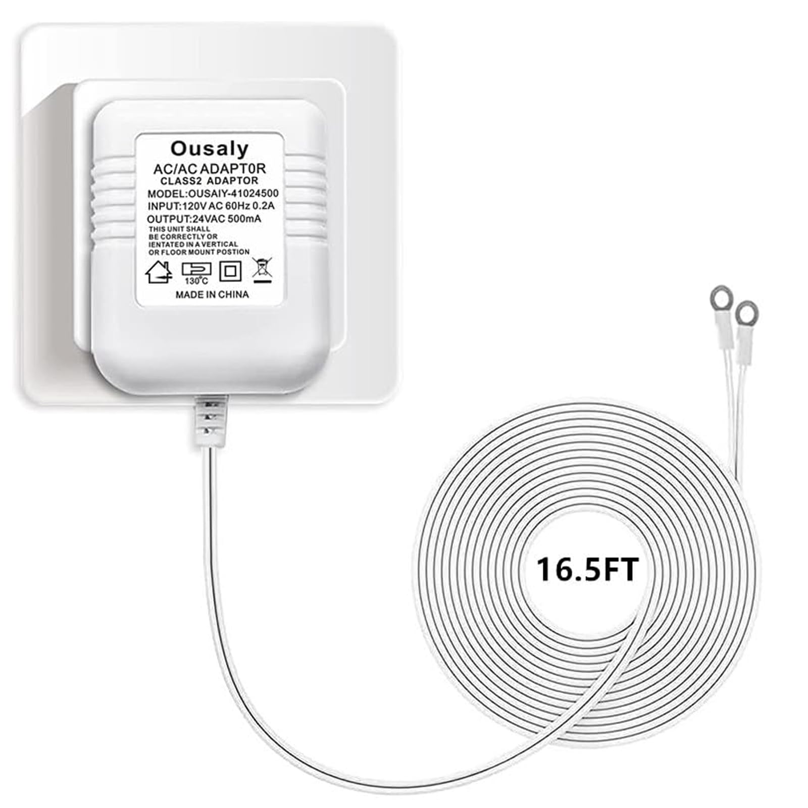 Extra Long 16.4ft Cord 24V 500mA Doorbell Transformer for Ring,Nest Hello,Wyze and Eufy Video Doorbells (Black) | 24V Doorbell Transformerfor Extra Long 16.4ft Cord 24V 500mA Doorbell Transformer for Ring,Nest Hello,Wyze and Eufy Video Doorbells (Black) | 24V Doorbell Transformerfor