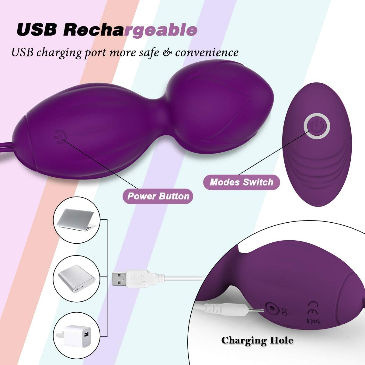 Kegel Balls for Tightening, Ben Wa Balls for Women Pelvic Floor Strengthening Device and Bladder Control Exerciser (Purple, 3 Balls): Health & Personal Care
