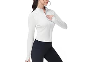 baleaf Women's Workout Running Jackets for Women Zip Up Athletic Yoga Cropped Tops with Thumb Holes