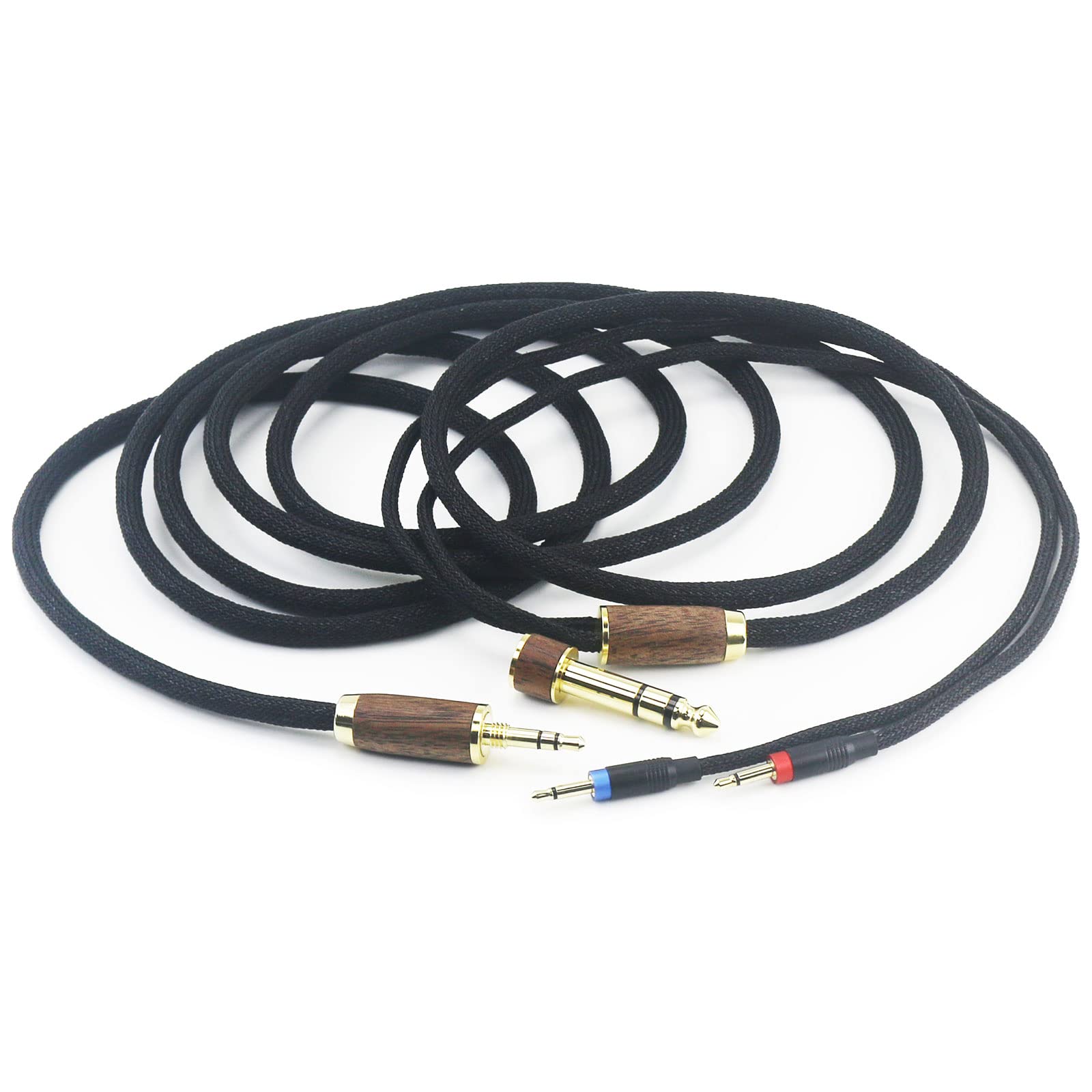 6N OCC Copper Silver Plated Upgrade Audio Cable 3.5mm Male & 6.3mm Adapter for Monolith M1060, M1060C, M565, M565, for AudioQuest NightHawk Headphone Walnut Wood Shell (2X 2.5mm Version)