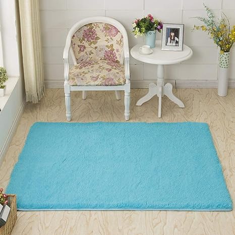 Amazon 洗える 長毛 冬用 ラグ カーペット 床暖房対応 絨毯 リビング ラグマット 60 160 四角 マット 長方形 ヨガ ダンス 子供腹ばい 防ダニ加工 丸洗い 床暖房 ホットカーペット対応 お掃除やすい 北欧 スタイル 無地 雰囲気変わる ブルー ラグ カーペット オンライン通販