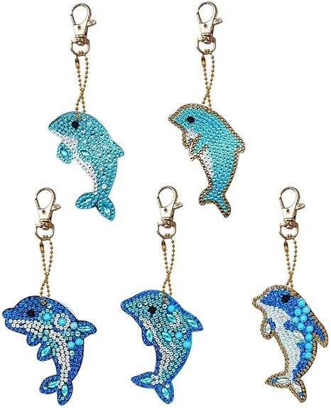 Amazon Co Jp Powlance キーホルダー 5pcs ダイヤモンドビーズ アート イルカ クリスマス カラービーズストーン 画 ダイヤモンドアート 手作り ダイヤモンド塗装キット Diyダイヤモンド 可愛い ホーム キッチン