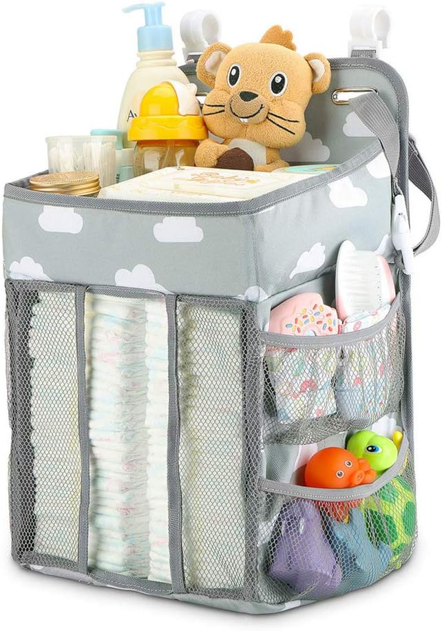 Moonvvin Hanging Diaper Caddy Organizer Diaper Stacker for Changing Table, Crib, Playard or Wall | Nursery Organization Baby Shower Gifts for Newborn