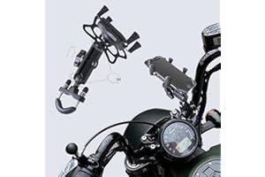 venshun Motorcycle Phone Holder Aluminum Alloy Material Sturdy and Durable Two U-Bolt Base 360°Rotating Suitable for All Phones Motorcycle Bike Handlebar Phone Mount