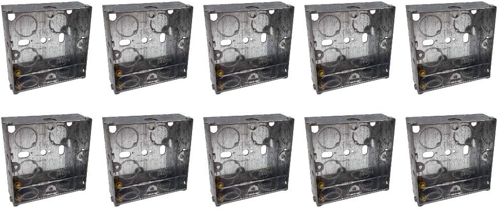 Klite 25mm Single 1 Gang Wall Pattress Metal Back Box Flush Mounted for Electrical Sockets Switches x10