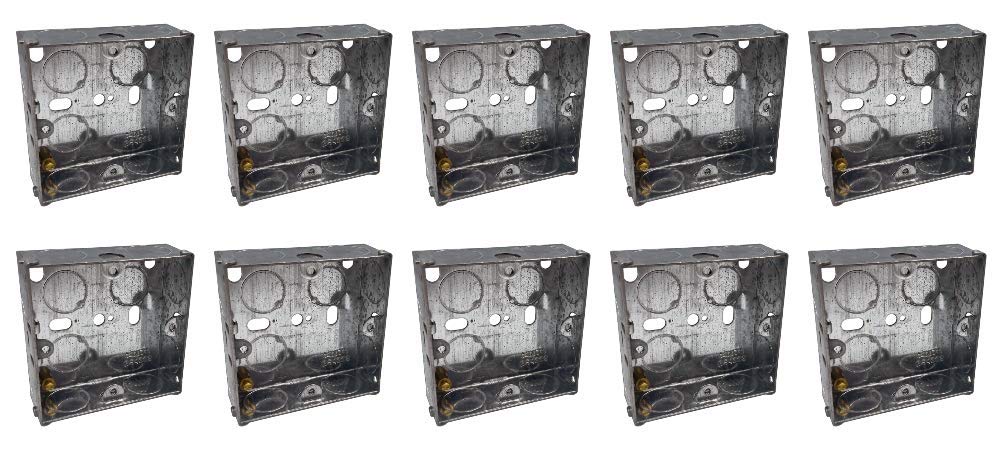 Klite 25mm Single 1 Gang Wall Pattress Metal Back Box Flush Mounted for Electrical Sockets Switches x10