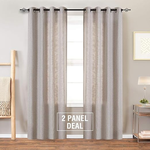 Amazon Com Burlap Linen Textured Curtains For Living Room 84 Inch