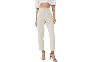 JEAAMKSSER Women's High Waisted Business Trousers Straight Leg Pleated Office Slacks Pants