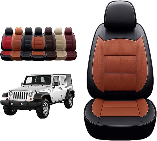 Amazon Com Oasis Auto 2018 2022 Wrangler Jl 4 Door Custom Leather Seat Covers W O Rear Cup Holder Black Orange Automotive