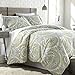 Southshore Fine Living, Inc. Twin Extra Long Comforter Set, Down Alternative Boho Bedding Set, Paisley Print Bedspread, Boho Comforter Twin/XL Size with Matching Pillow Sham, Pure Melody Green