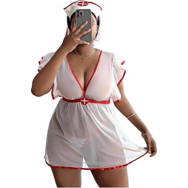 Amazon.com: GOYAOII Plus Size Lingerie for Curvy Women - 3 Piece Nurse  Roleplay Costume With Thong Sexy Naughty Outfits White: Clothing, Shoes &  Jewelry